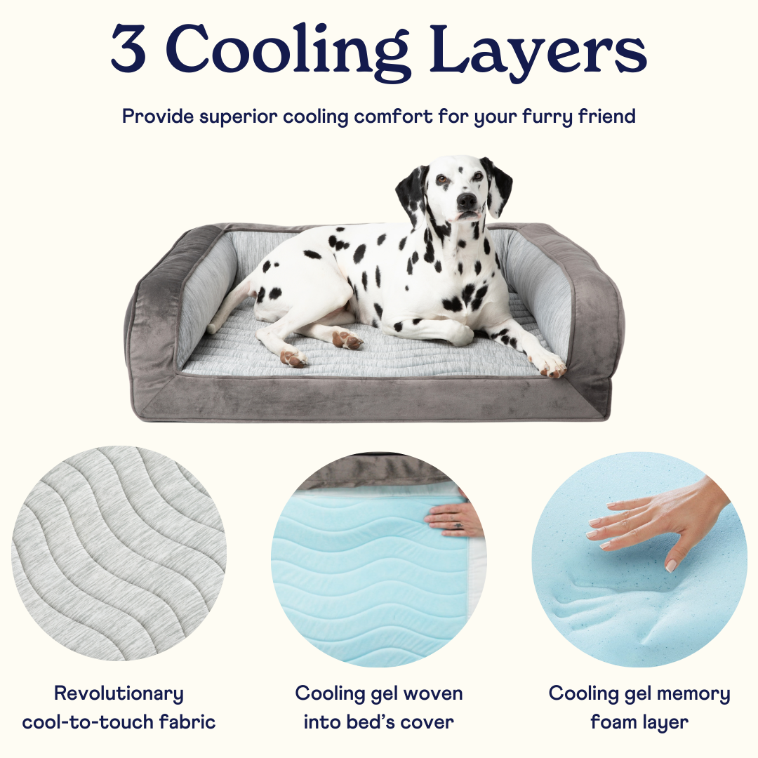 PupChill™ Cooling Bolster Dog Bed + Waterproof Blanket Bundle - Arctic Grey