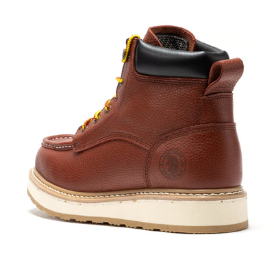 Walker Men's 6 Inch Brown Soft Toe Wedge Work Boots SAP360
