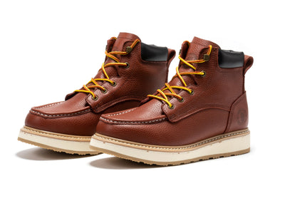 Walker Men's 6 Inch Brown Soft Toe Wedge Work Boots SAP360