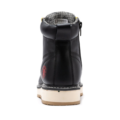 Magnolia Men's 6 inch Black Soft Toe Zip Sided Wedge Work Boots SAP310