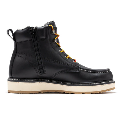 Magnolia Men's 6 inch Black Soft Toe Zip Sided Wedge Work Boots SAP310