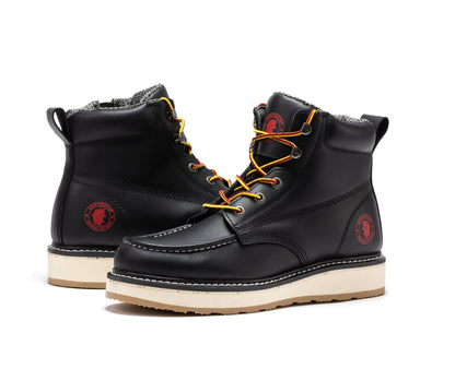 Magnolia Men's 6 inch Black Soft Toe Zip Sided Wedge Work Boots SAP310