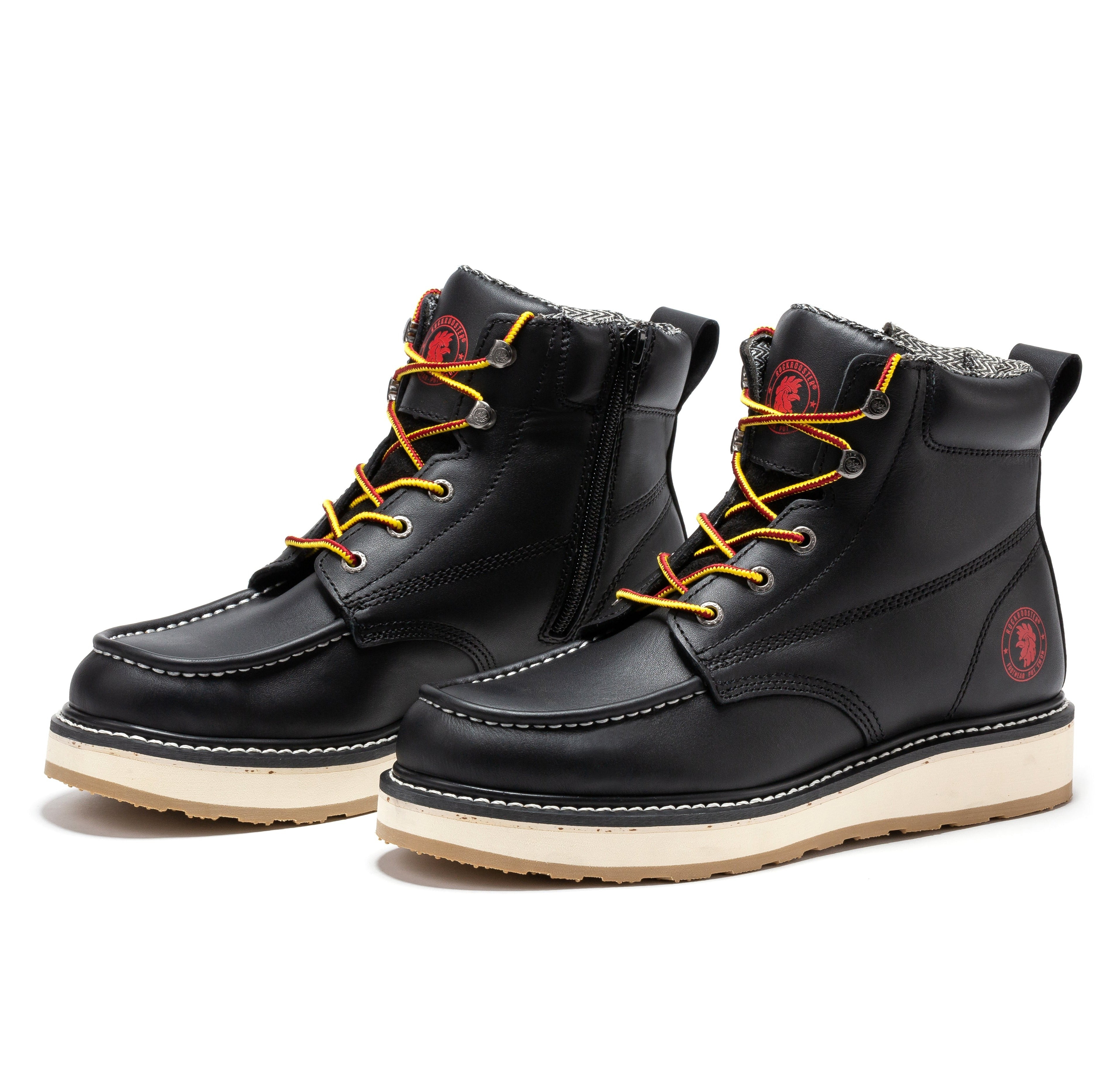 Magnolia Men's 6 inch Black Soft Toe Zip Sided Wedge Work Boots SAP310