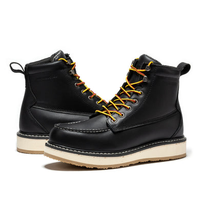Trinidad Men's 6 inch Black Steel Toe Wedge Work Boots SAP2301