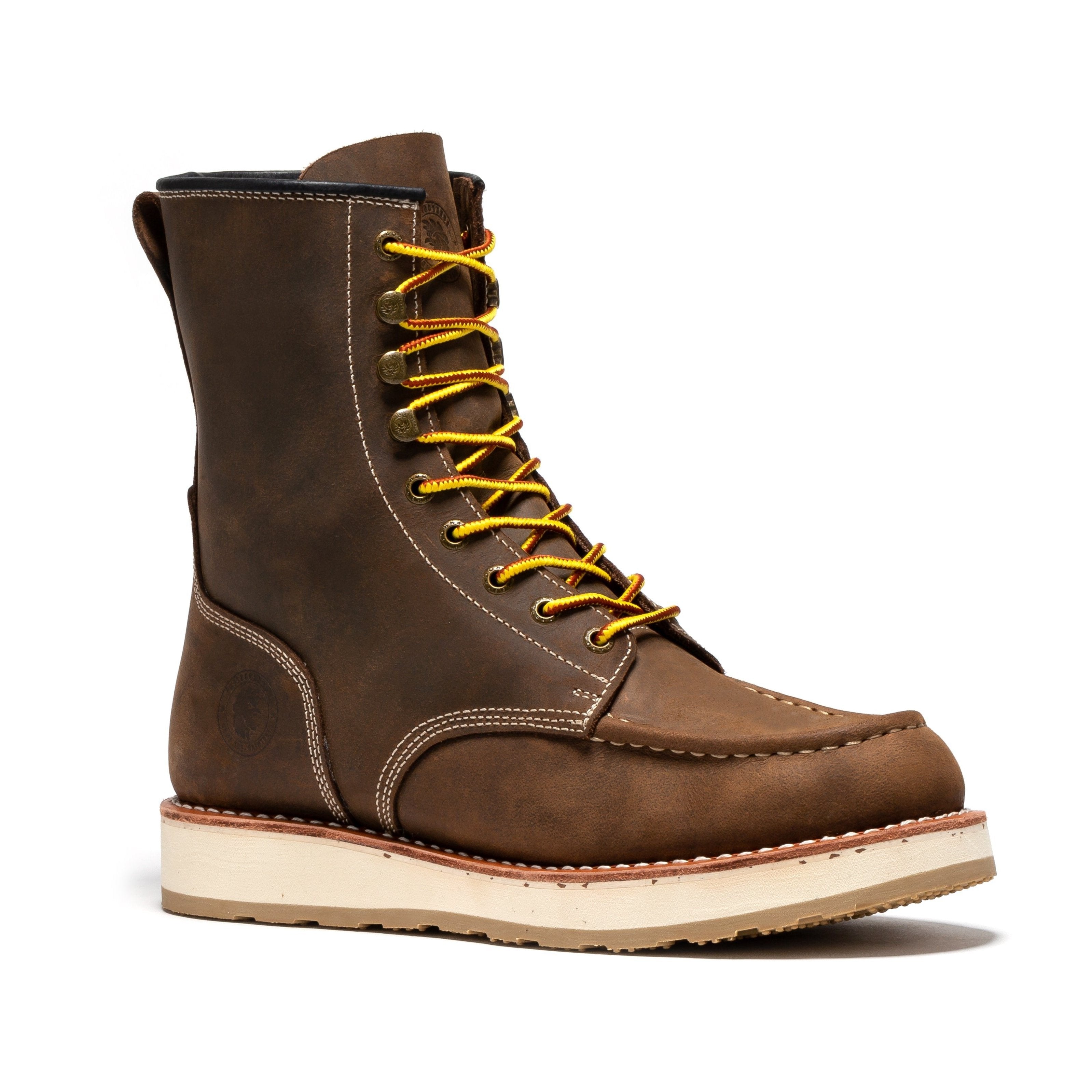 Mantua Men's 8 inch Dark Brown Soft Toe Wedge Work Boots SAP308