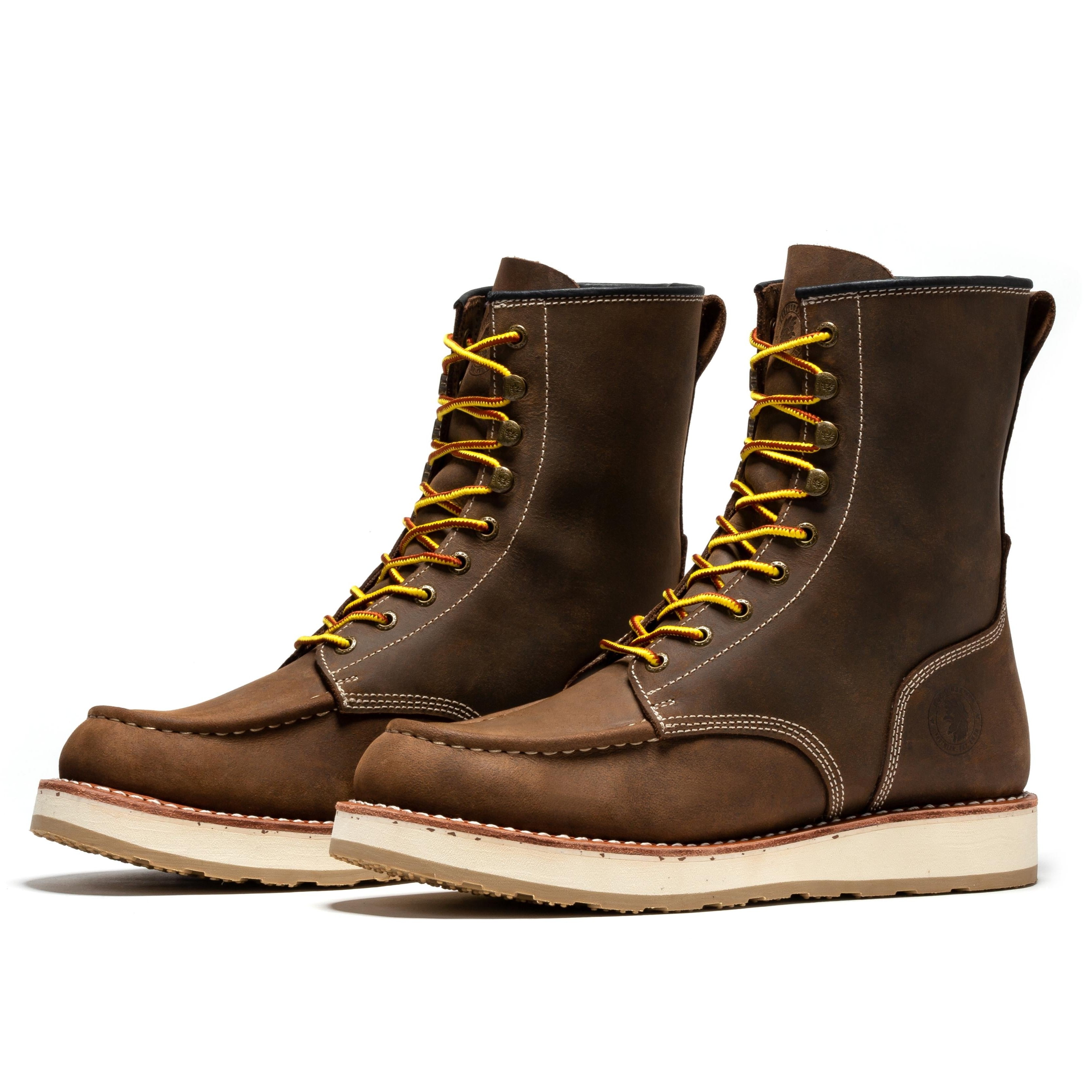 Mantua Men's 8 inch Dark Brown Soft Toe Wedge Work Boots SAP308