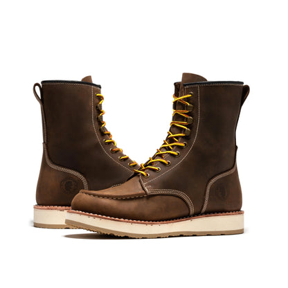 Mantua Men's 8 inch Dark Brown Soft Toe Wedge Work Boots SAP308