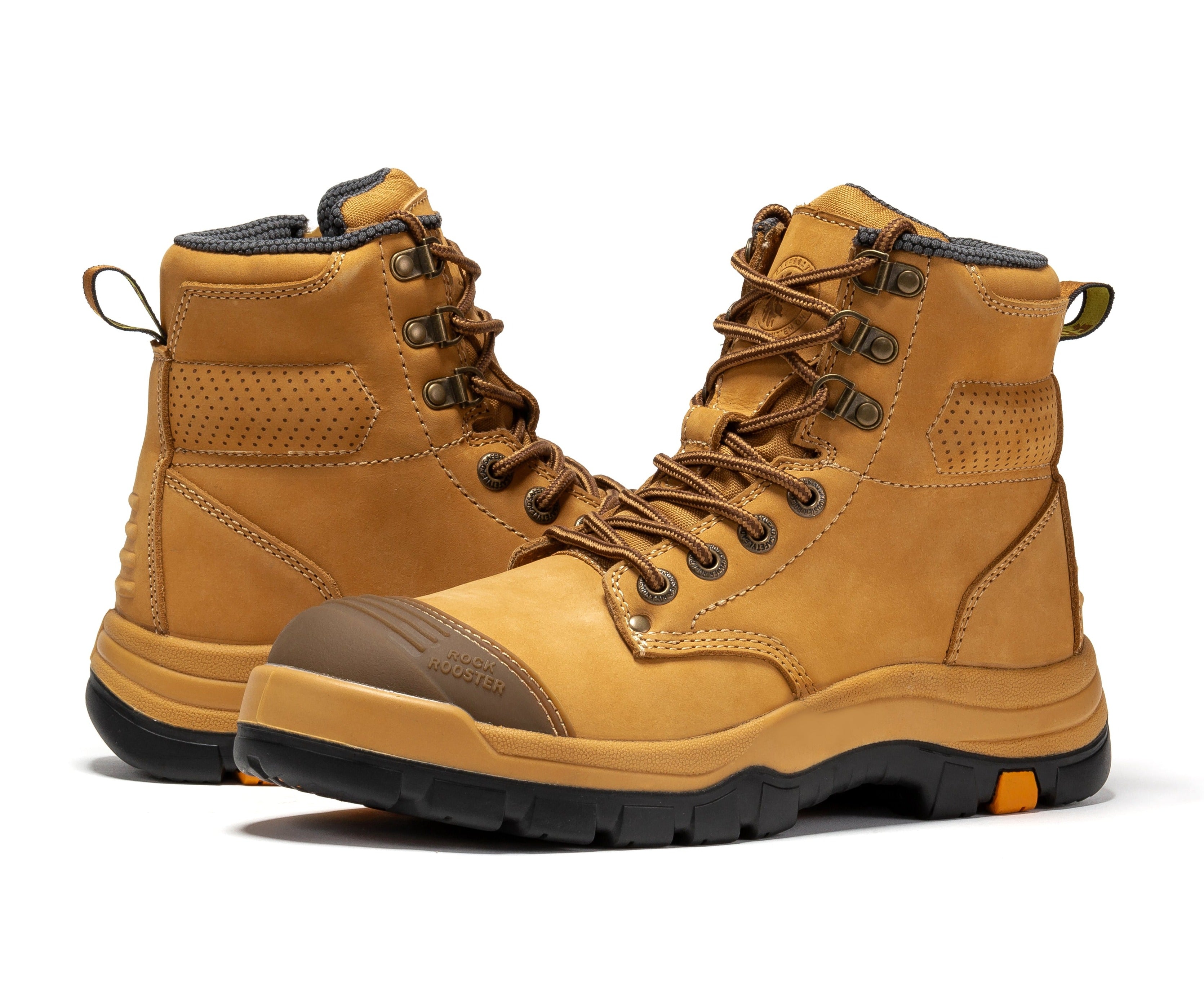 Madison Tan 6 inch Zip-sided Steel Toe Leather Work Boots AK052