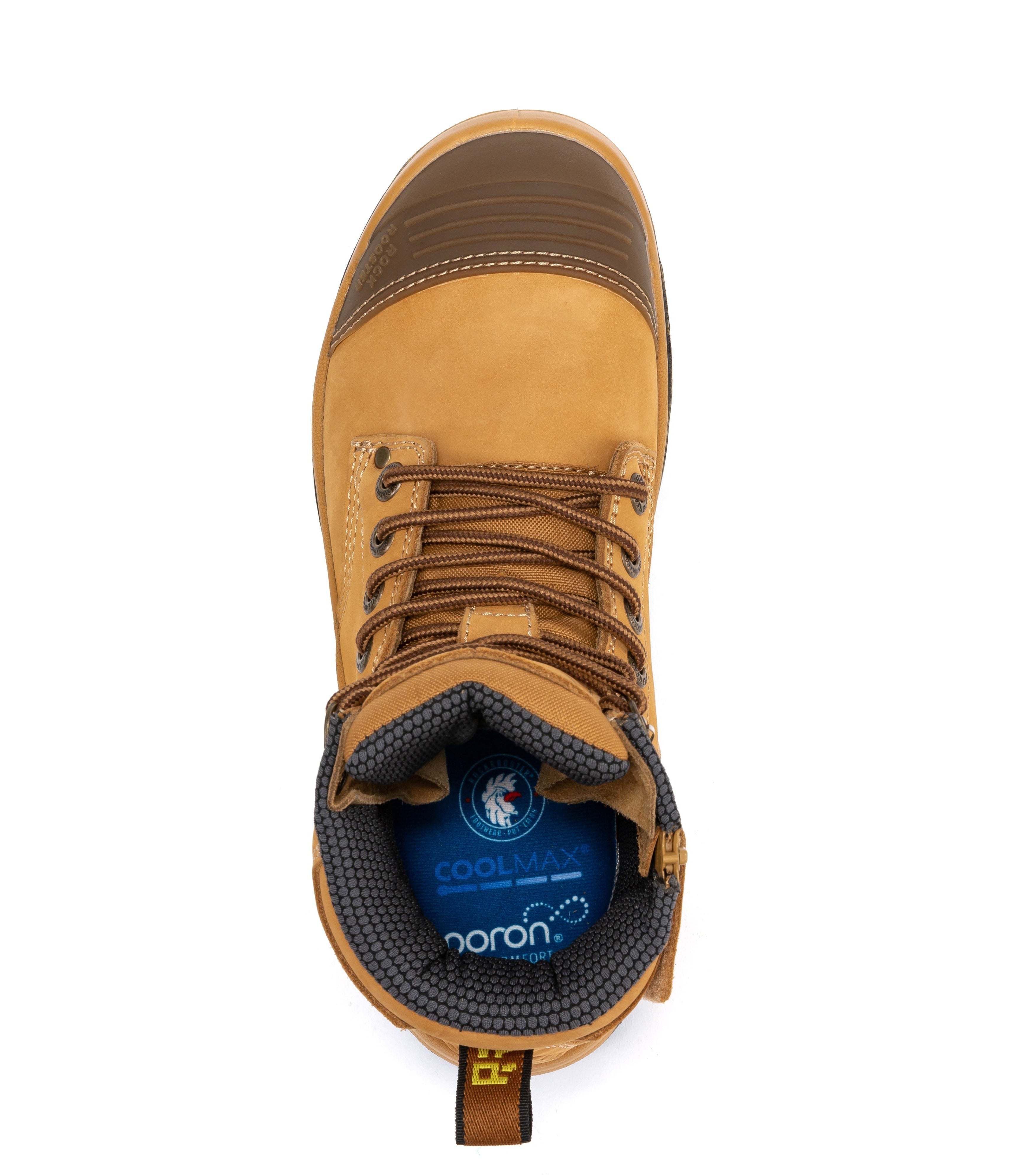 Madison Tan 6 inch Zip-sided Steel Toe Leather Work Boots AK052