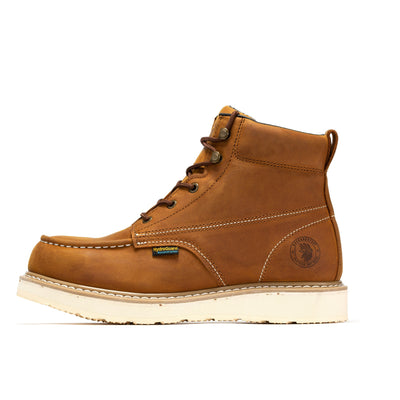 Edgewood Men's 6 inch Brown Steel Toe Waterproof Wedge Work Boots SAP858