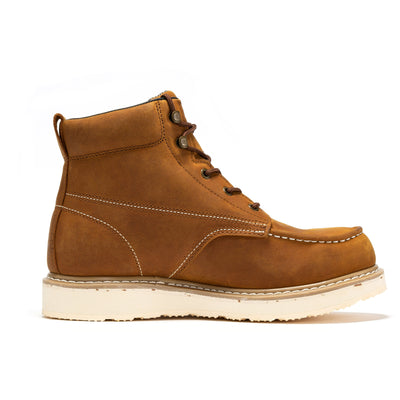 Edgewood Men's 6 inch Brown Steel Toe Waterproof Wedge Work Boots SAP858