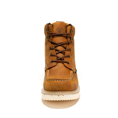 Edgewood Men's 6 inch Brown Steel Toe Waterproof Wedge Work Boots SAP858