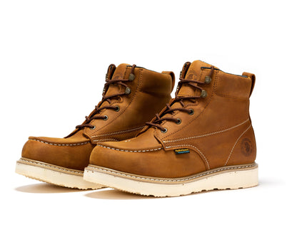 Edgewood Men's 6 inch Brown Steel Toe Waterproof Wedge Work Boots SAP858