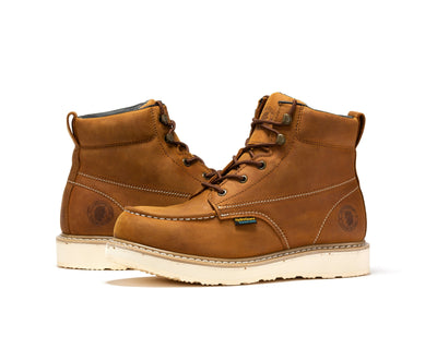 Edgewood Men's 6 inch Brown Steel Toe Waterproof Wedge Work Boots SAP858