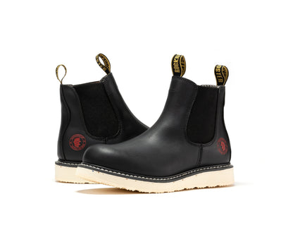 Capitola Men's 6 inch Black Steel Toe Wedge Work Boots SAP101