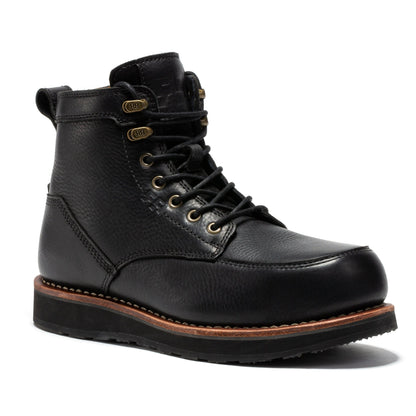 Edgewood Men's 6 Inch Black Steel Toe Wedge Work Boots SAP610BK