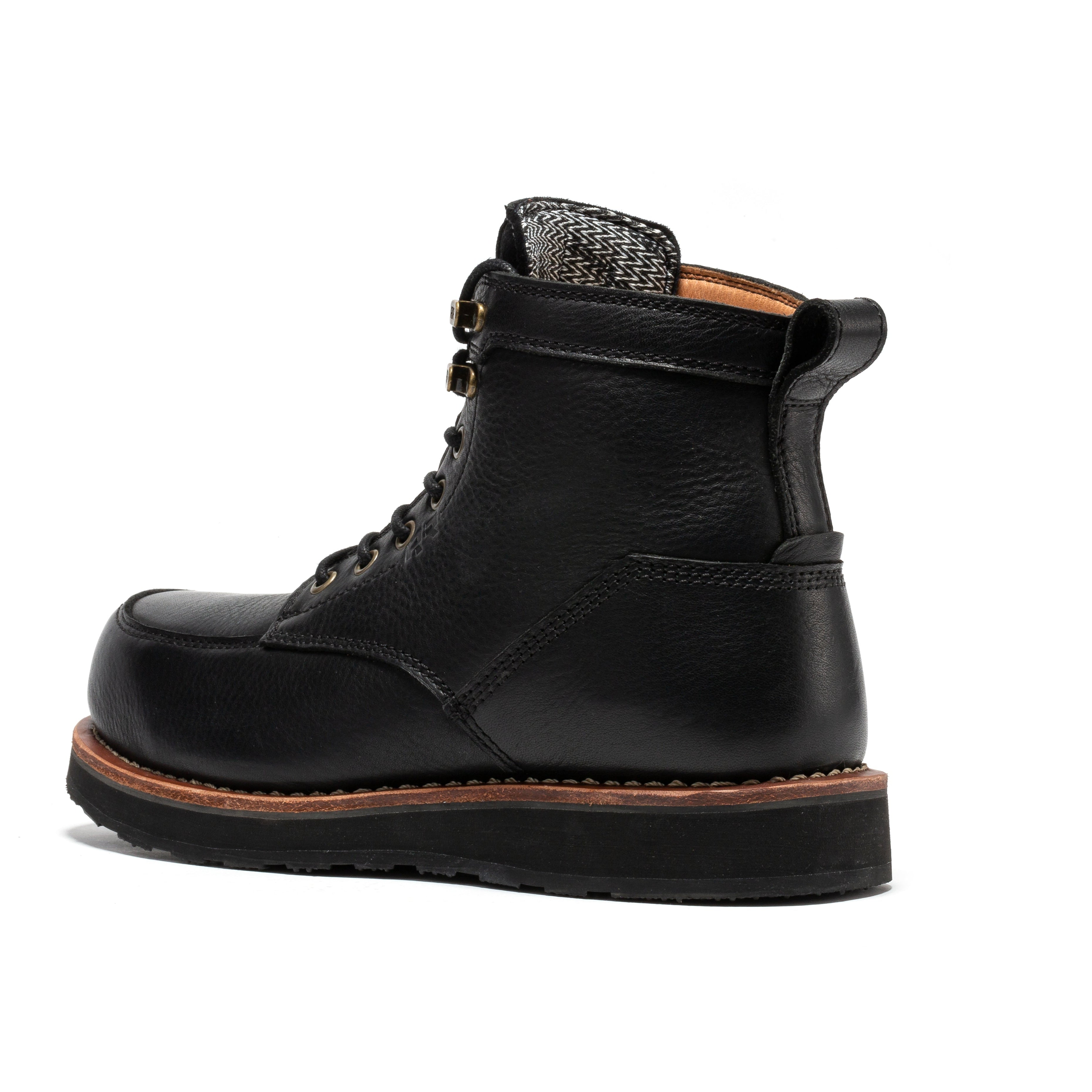 Edgewood Men's 6 Inch Black Steel Toe Wedge Work Boots SAP610BK