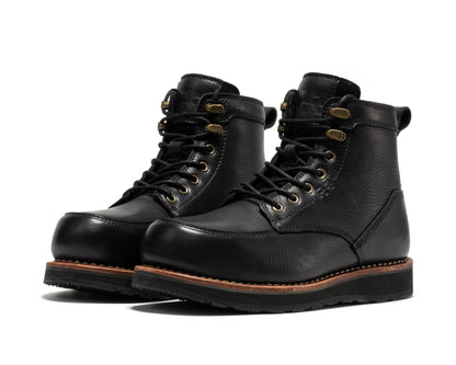 Edgewood Men's 6 Inch Black Steel Toe Wedge Work Boots SAP610BK