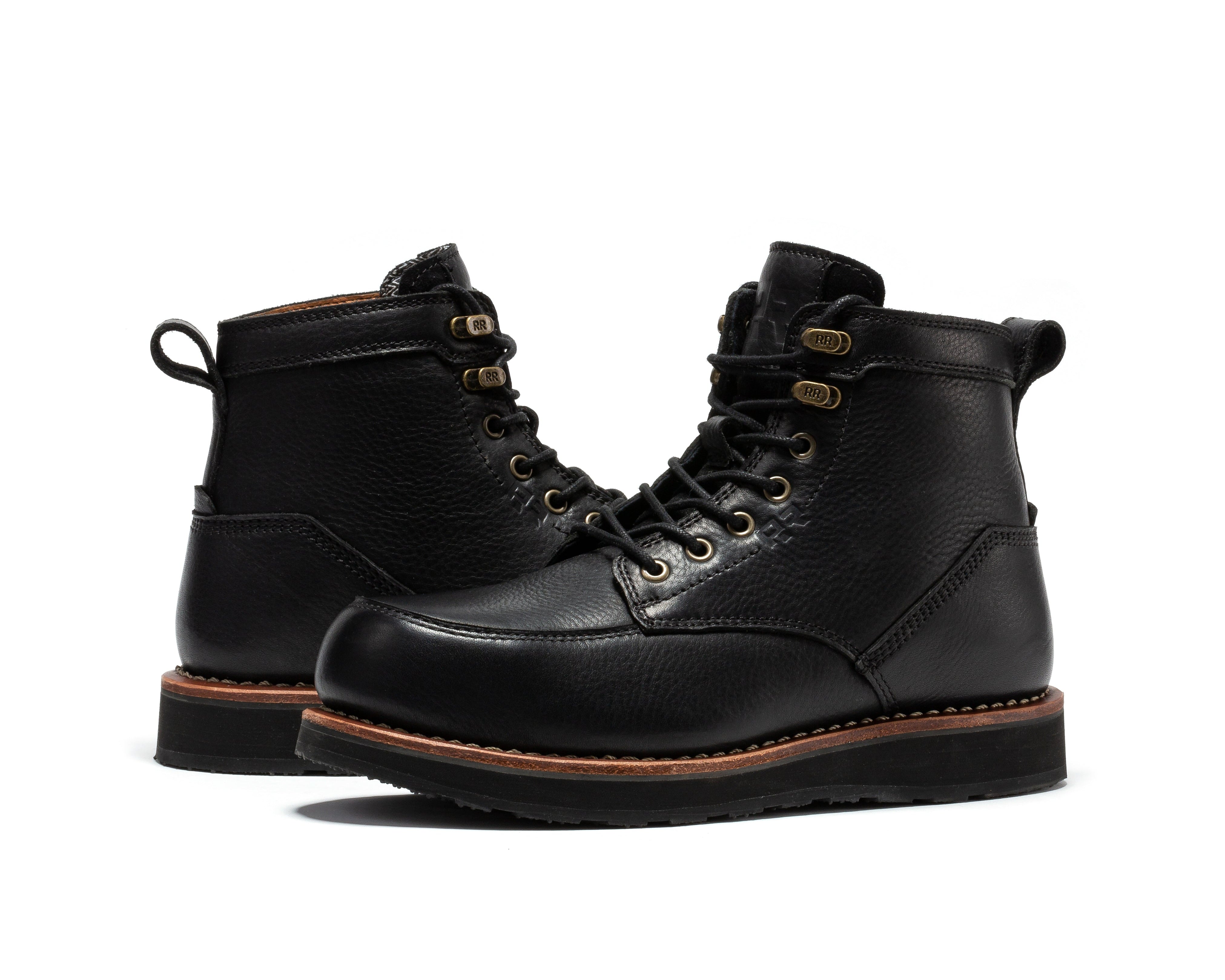 Edgewood Men's 6 Inch Black Steel Toe Wedge Work Boots SAP610BK