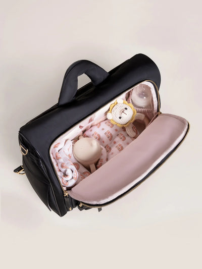 Satchel Black – 3-in-1 Stylish & Versatile Diaper Bag