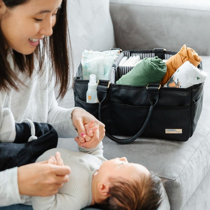 Sleepy Panda Diaper Caddy Vegan Leather