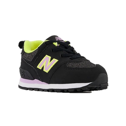NEW BALANCE ID574FX2 574 BUNGEE LACE INF'S (Wide) Black Synthetic Running Shoes