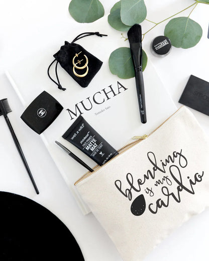 Blending is My Cardio Cotton Canvas Cosmetic Bag