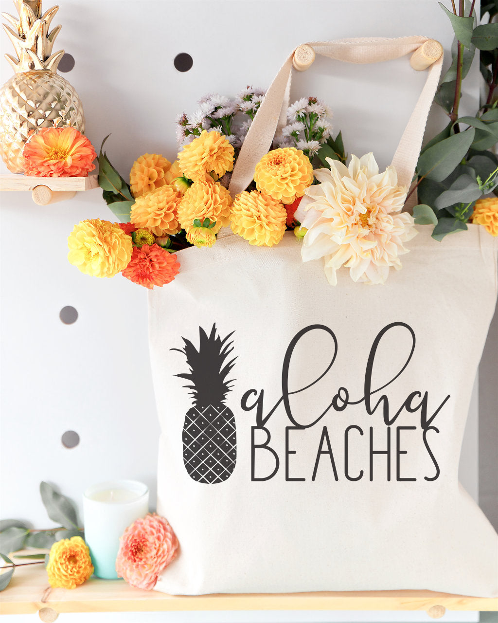 Aloha Beaches Cotton Canvas Tote Bag