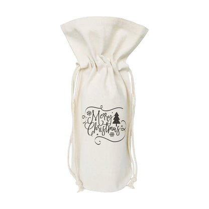 Merry Christmas Cotton Canvas Wine Bag