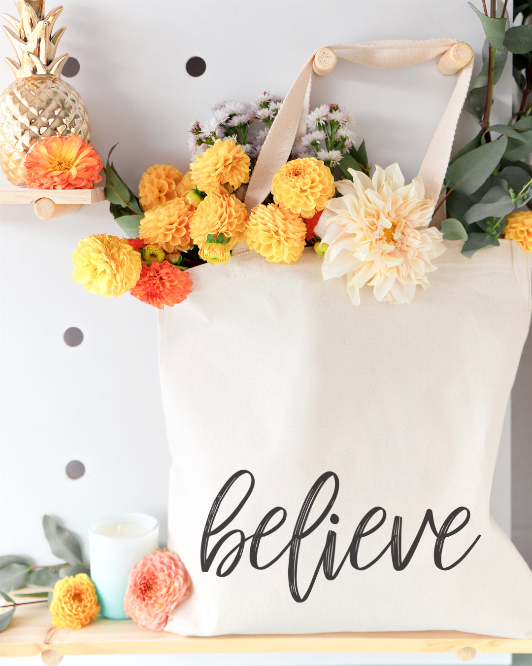 Believe Gym Cotton Canvas Tote Bag