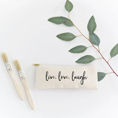 Live, Love, Laugh Cotton Canvas Pencil Case and Travel Pouch