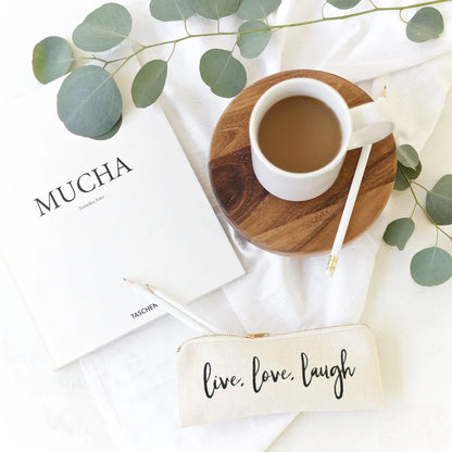 Live, Love, Laugh Cotton Canvas Pencil Case and Travel Pouch