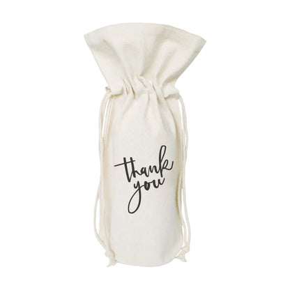 Thank You Cotton Canvas Wine Bag