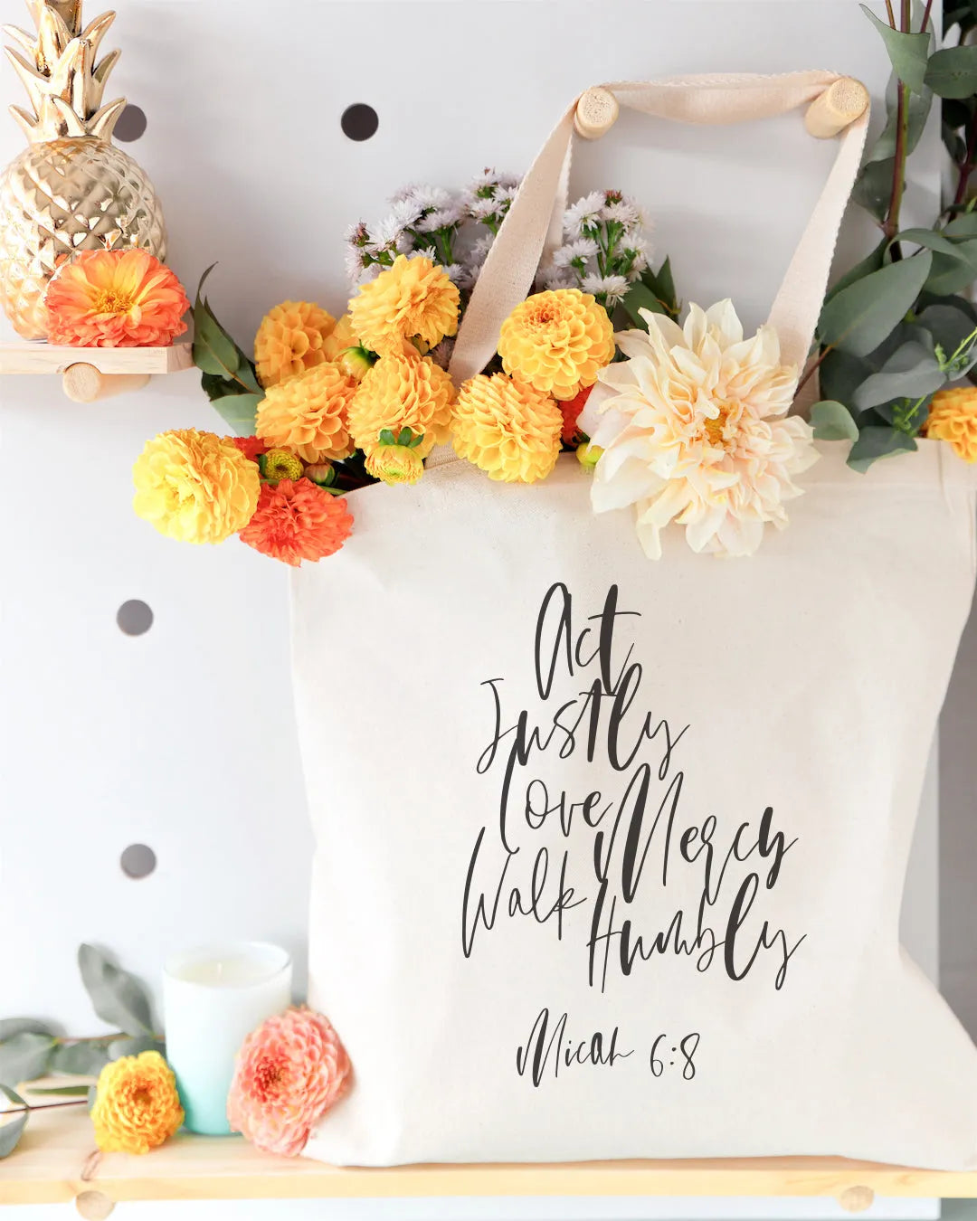 Act Justly Love Mercy Walk Humbly, Micah 6:8 Cotton Canvas Tote Bag