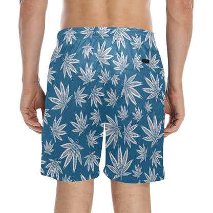 Hawaiian Style Blue and Grey Weed Swim Shorts