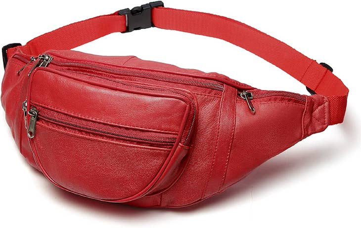 Harold Nappa Leather Large Size Red Waist Fanny Bag