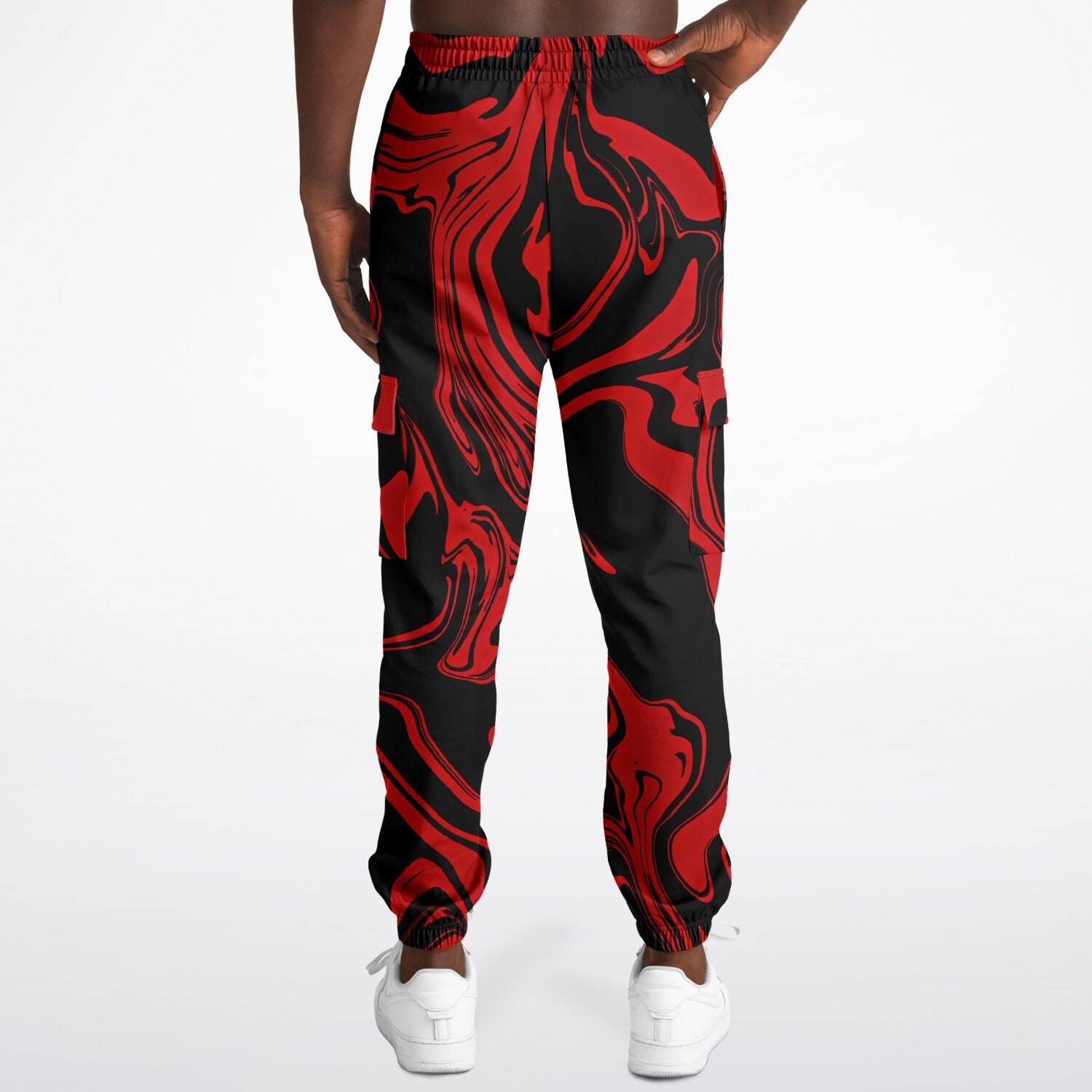 Red and Black Slime Oil Spill Unisex Cargo Joggers (Fleece Lined)