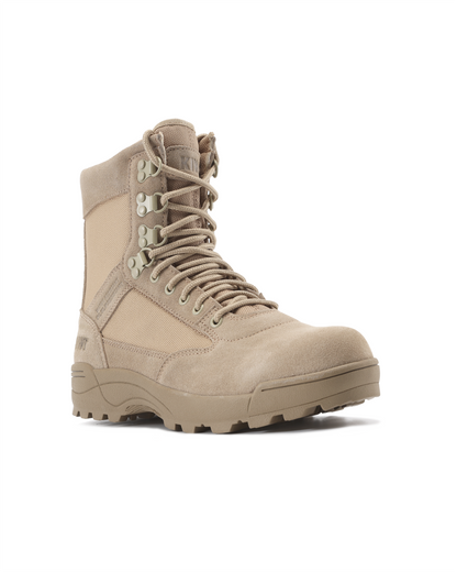 Durable Sand Suede 6.5" Steel Toe Zipped Water Resistant Tactical Boots [R60200]