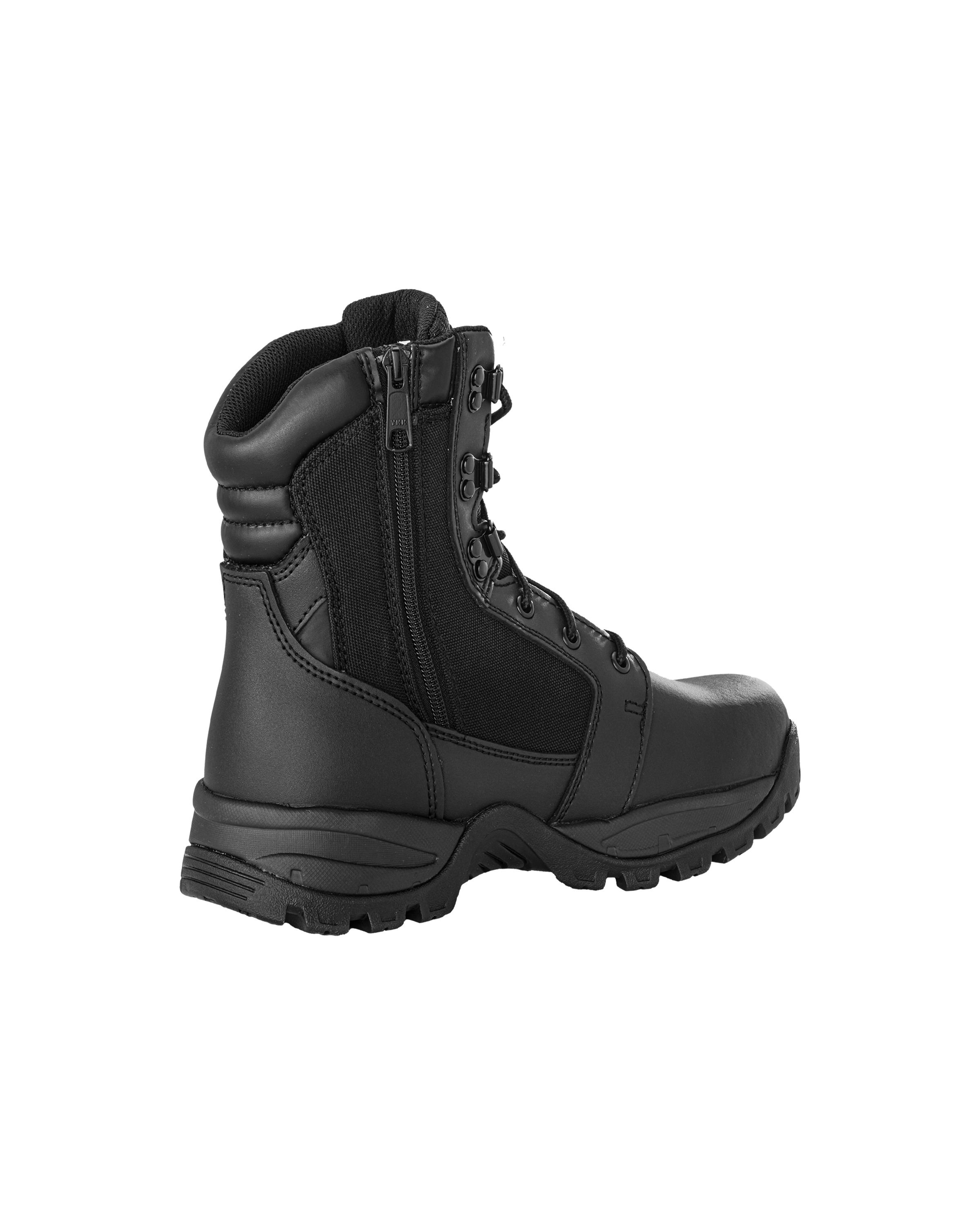 Rugged Black Action Leather 7" Steel Toe Zipped Water Resistant Tactical Boots [R60500]