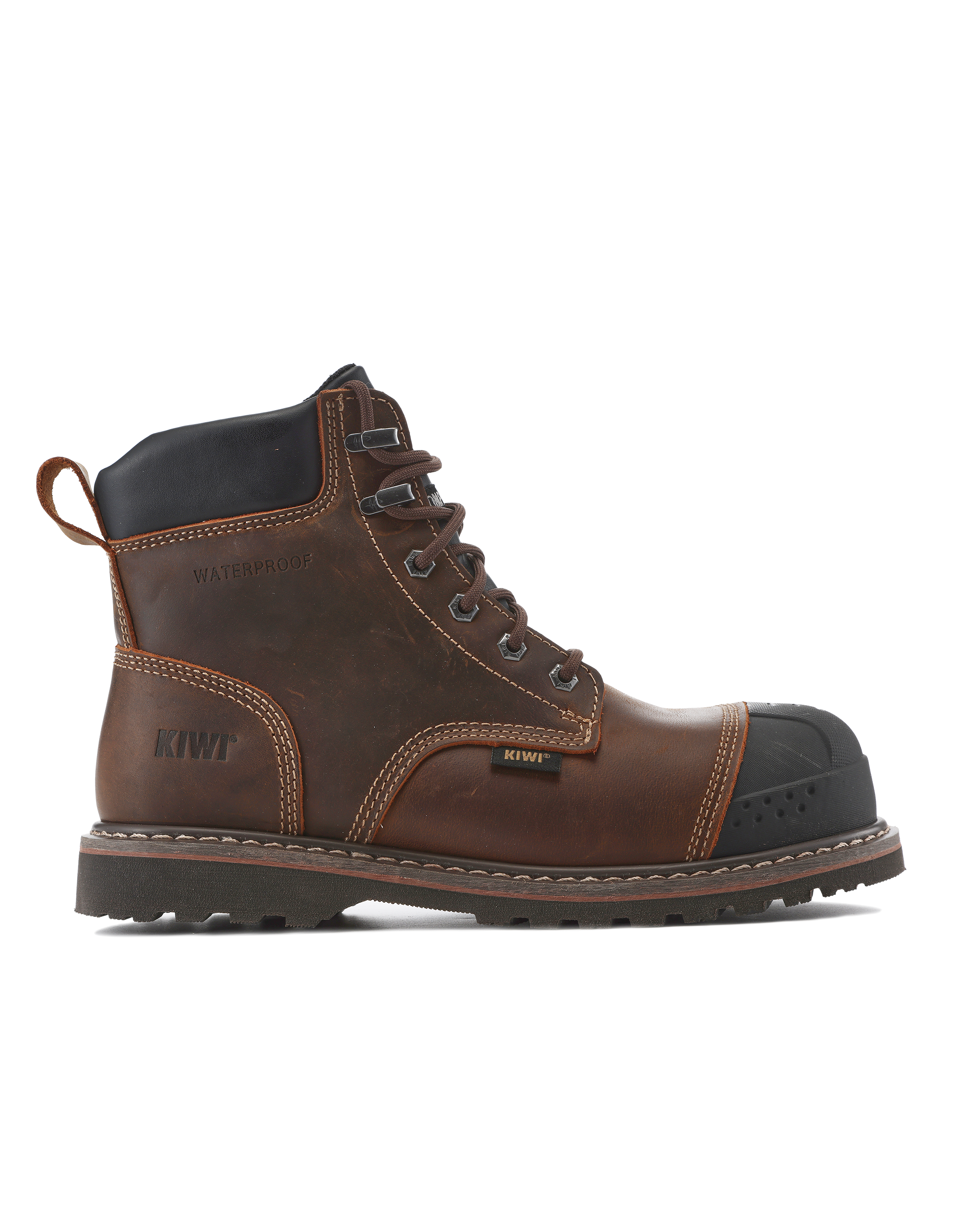 Premium Brown Crazy Horse 6" Steel Toe Waterproof Cap-Toe Work Boots [R64100]