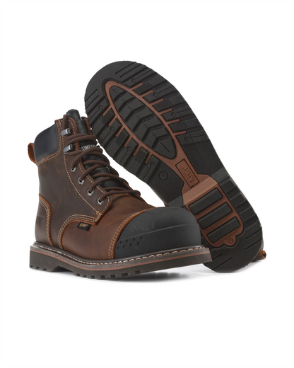 Premium Brown Crazy Horse 6" Composite Toe Waterproof Cap-Toe Work Boots [R69100]