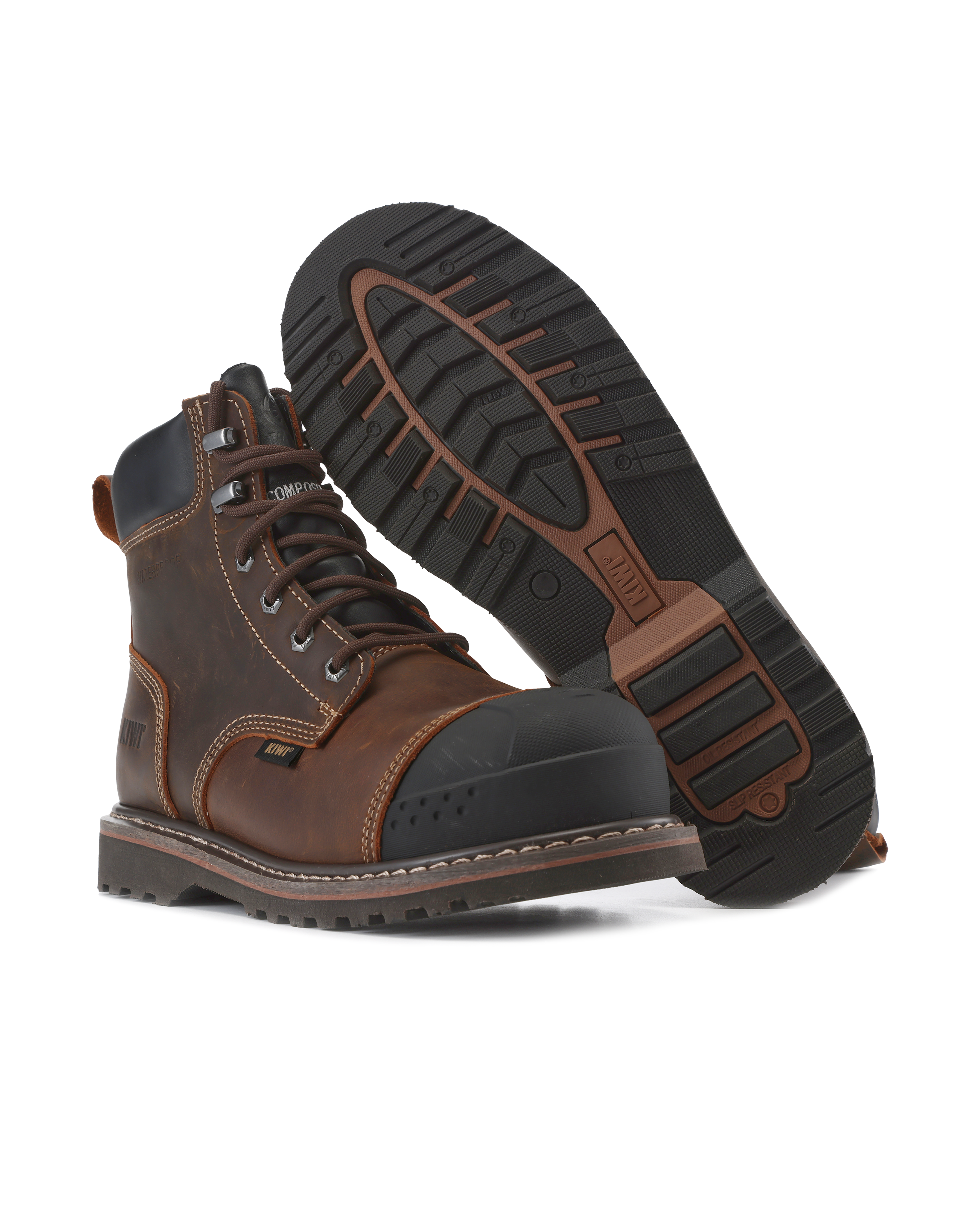 Premium Brown Crazy Horse 6" Steel Toe Waterproof Cap-Toe Work Boots [R64100]
