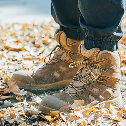 AB001 Men's 8" Steel Toe Tactical Boots, Outdoor Lightweight Coyote Military Boots for Hiking Work Combat