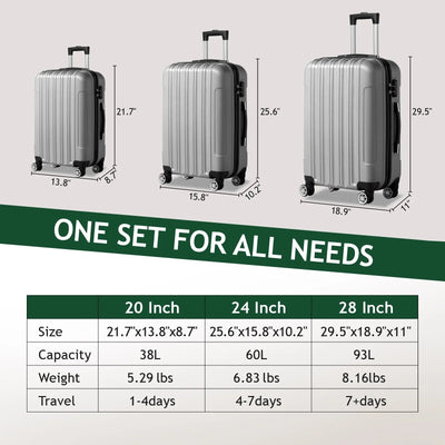 Zane Expandable 3-Piece Spinner Luggage Set with Lock