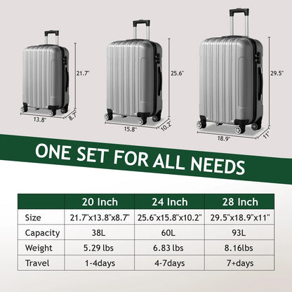 Zane Expandable 3-Piece Spinner Luggage Set with Lock