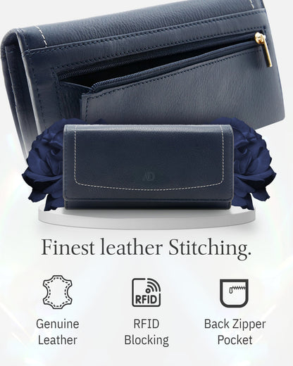 Leather RFID Accordion Clutch