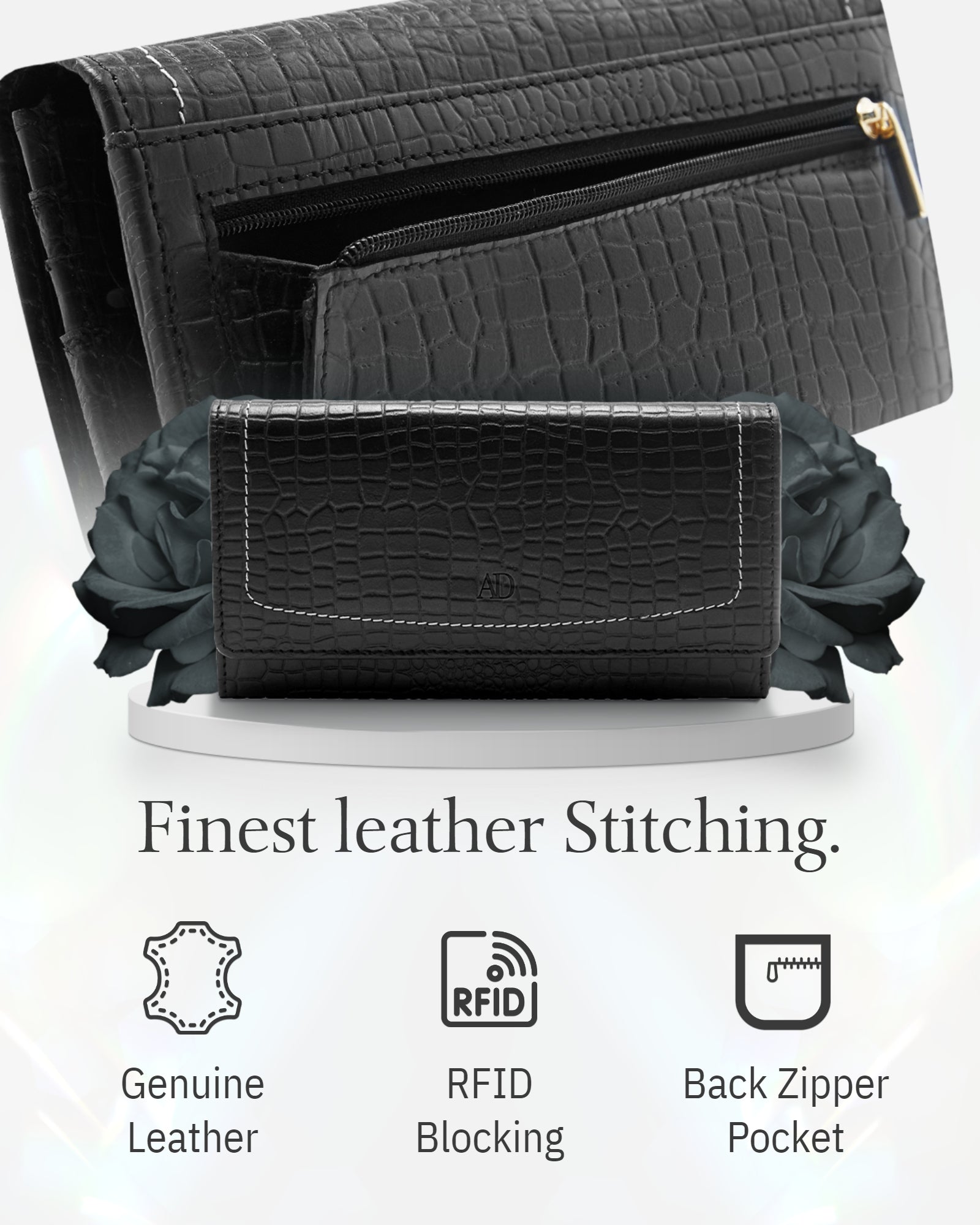 RFID Protected Accordion Clutch Wallet