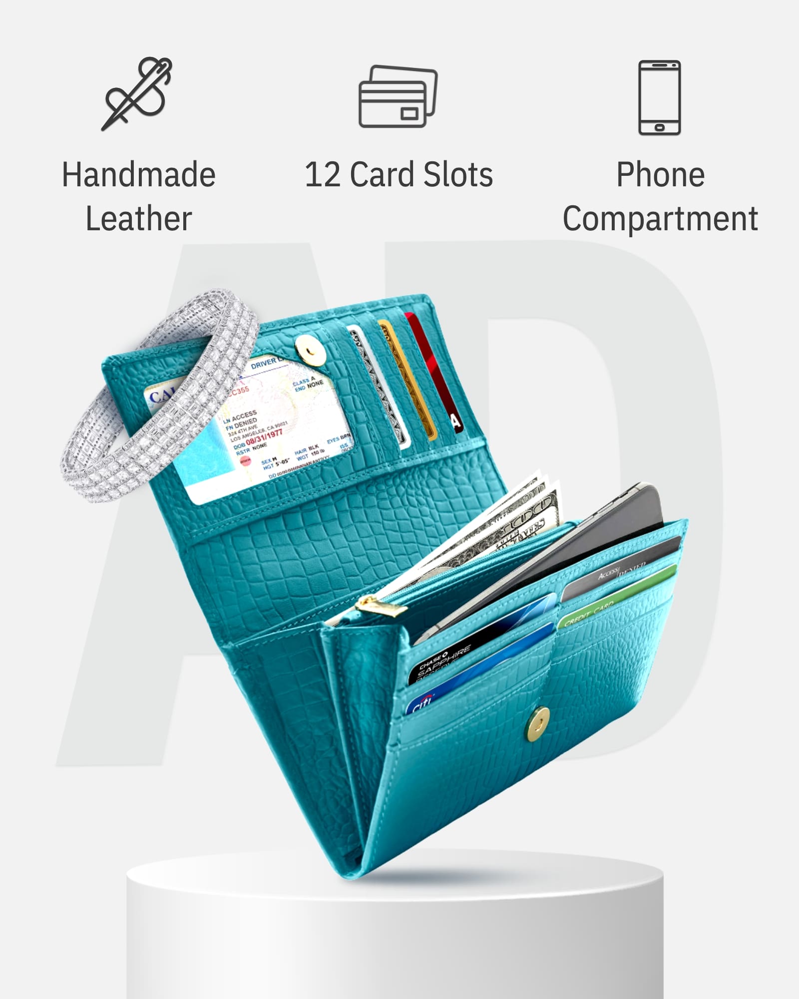 RFID Protected Accordion Clutch Wallet