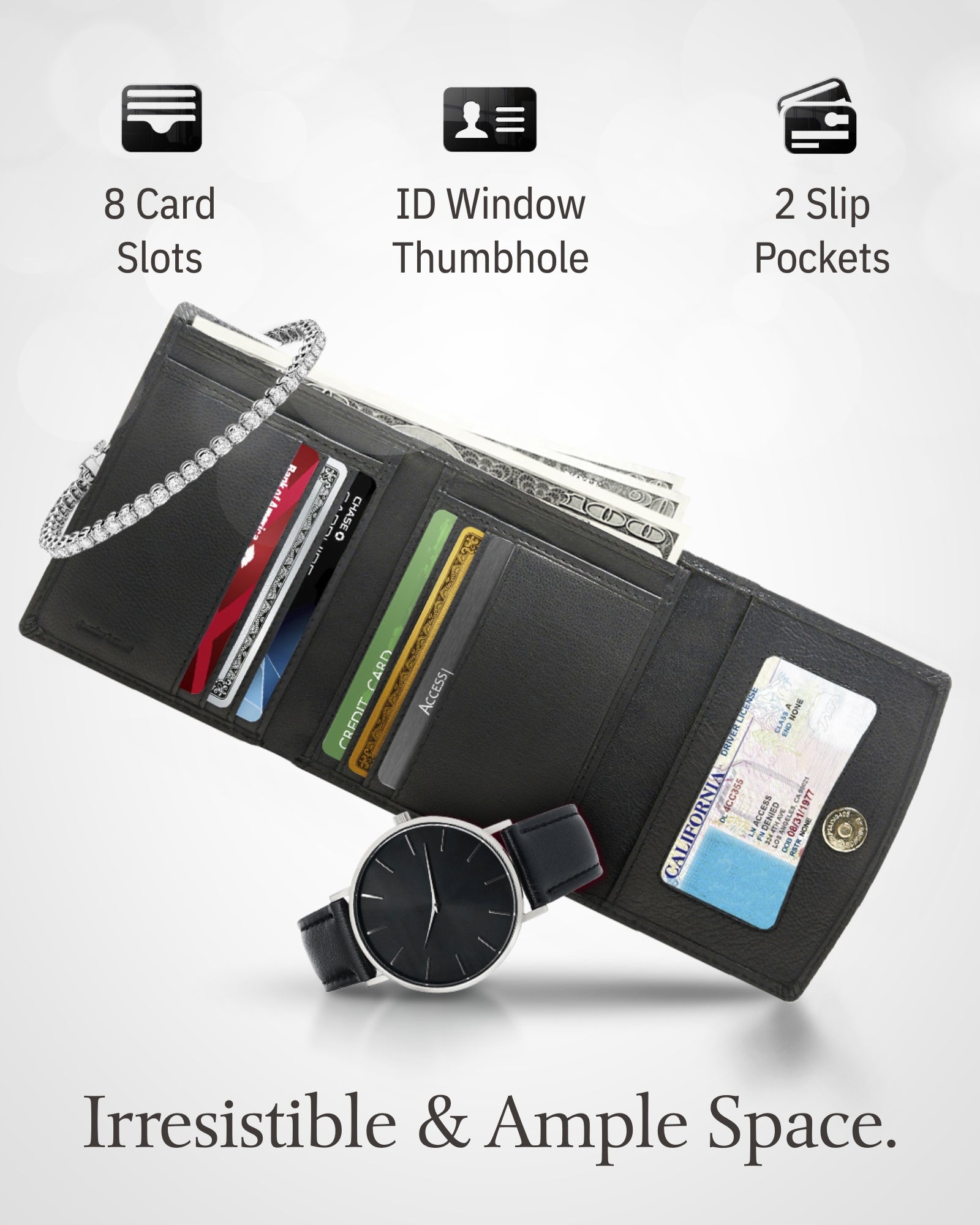 Trifold Coin Wallet with ID Window