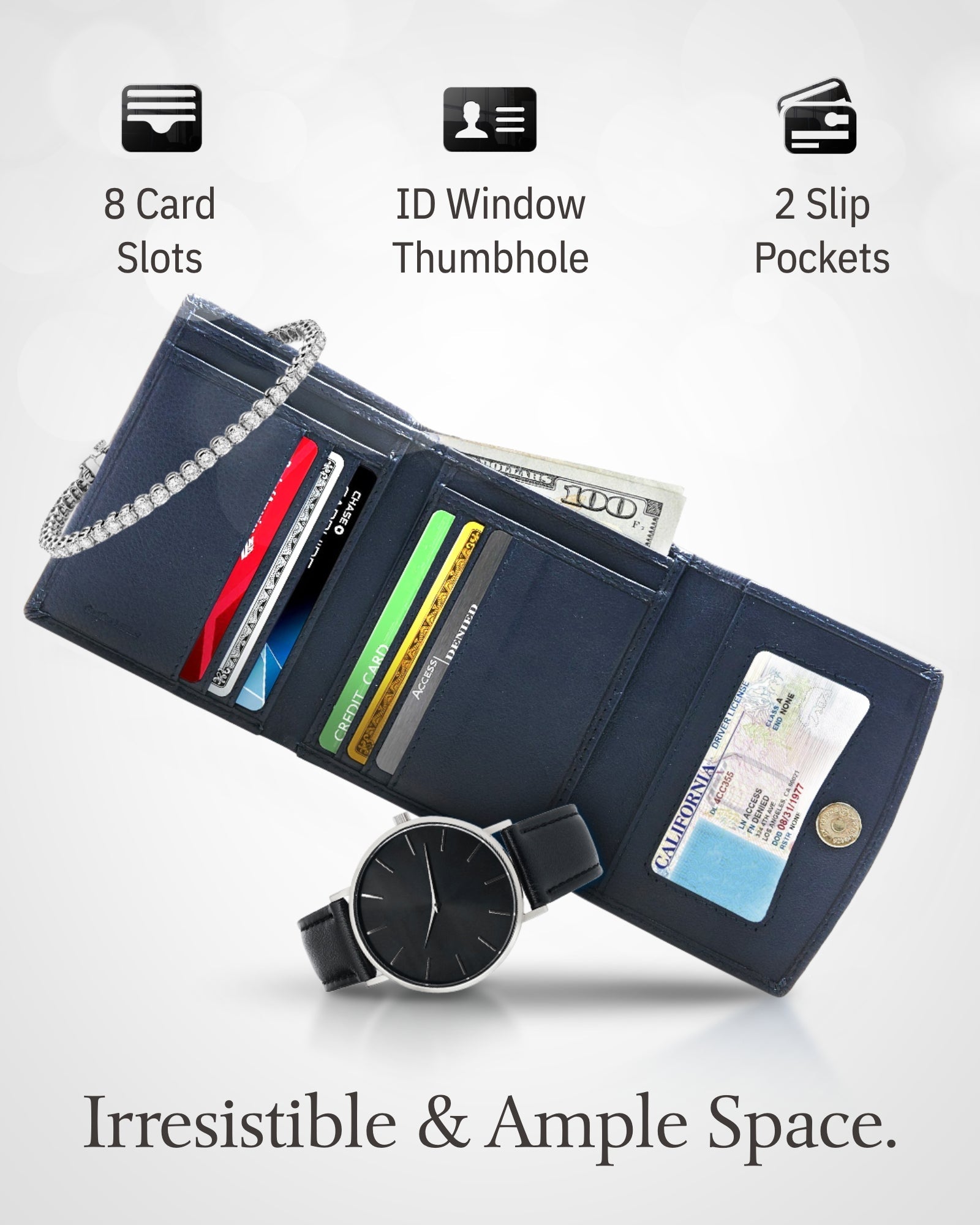 Trifold Coin Wallet with ID Window